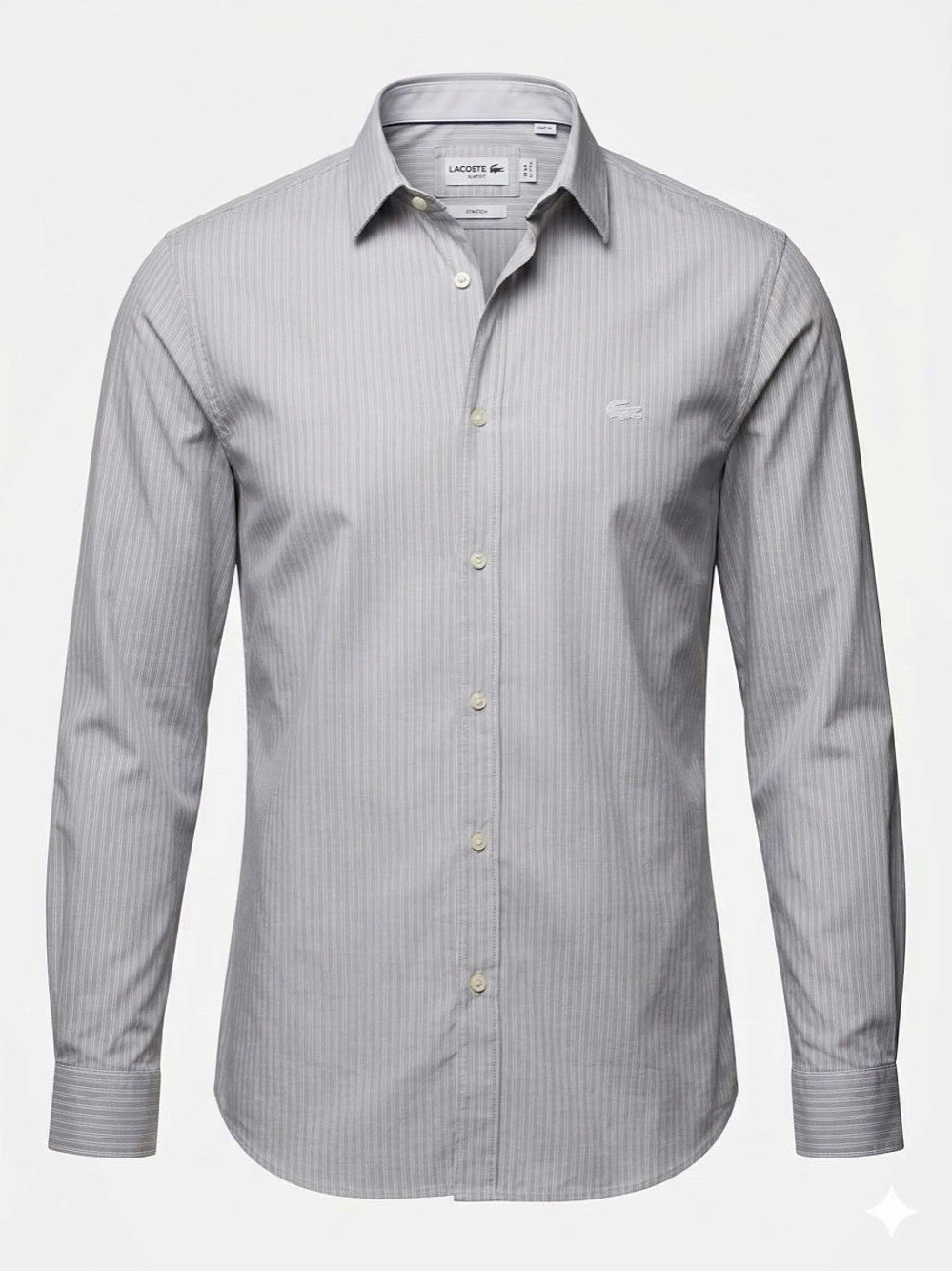 Lacoste Slim Fit Striped Button Down Shirt Gray XL